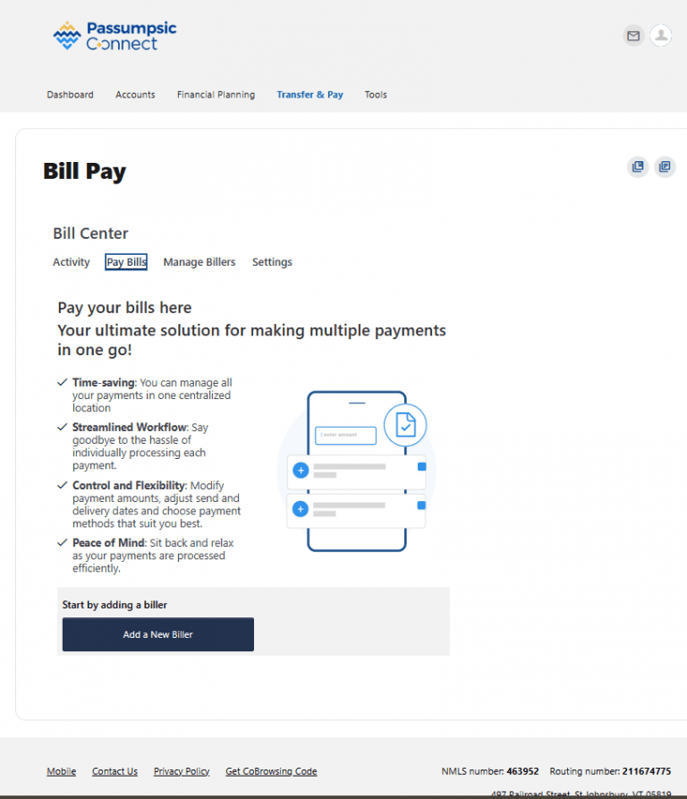 Bill Pay Passumpsic Bank
